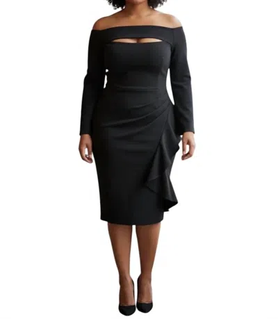 Chiara Boni Scuba Cutout Midi Dress In Black