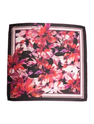 Pre-owned Chiara Boni Silk Floral Print Scarf In Purple