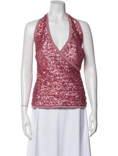 Pre-owned Chiara Boni Silk Halterneck Top In Pink