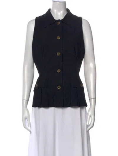 Pre-owned Chiara Boni Sleeveless Button-up Top In Black
