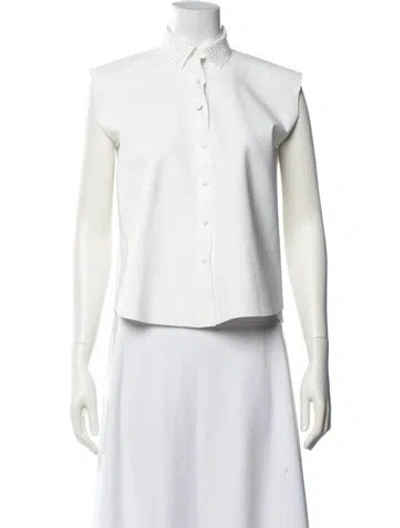 Pre-owned Chiara Boni Sleeveless Button-up Top W/ Tags In White