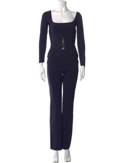 Pre-owned Chiara Boni Square Neckline Jumpsuit In Blue