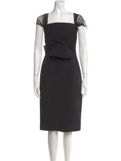 Pre-owned Chiara Boni Square Neckline Knee-length Dress In Black