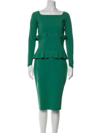 Pre-owned Chiara Boni Square Neckline Knee-length Dress In Green