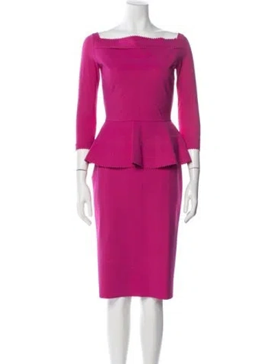 Pre-owned Chiara Boni Square Neckline Knee-length Dress In Purple