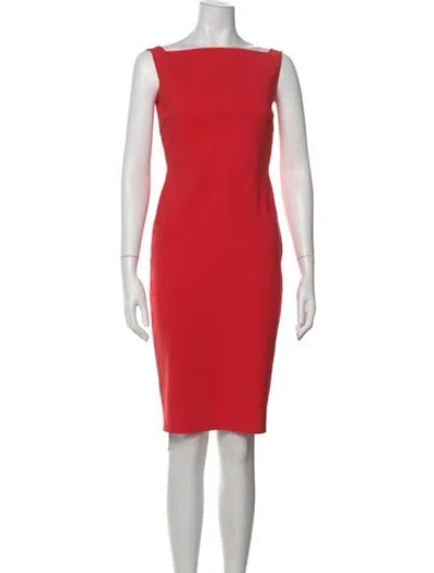 Pre-owned Chiara Boni Square Neckline Knee-length Dress In Red