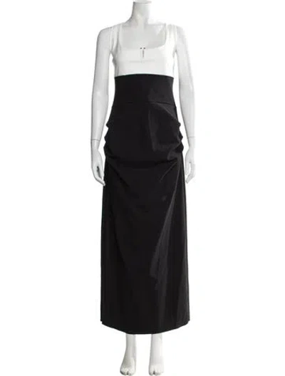 Pre-owned Chiara Boni Square Neckline Long Dress In Black