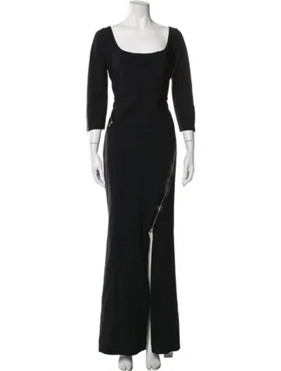 Pre-owned Chiara Boni Square Neckline Long Dress In Black