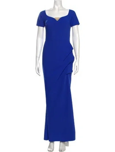 Pre-owned Chiara Boni Square Neckline Long Dress In Blue