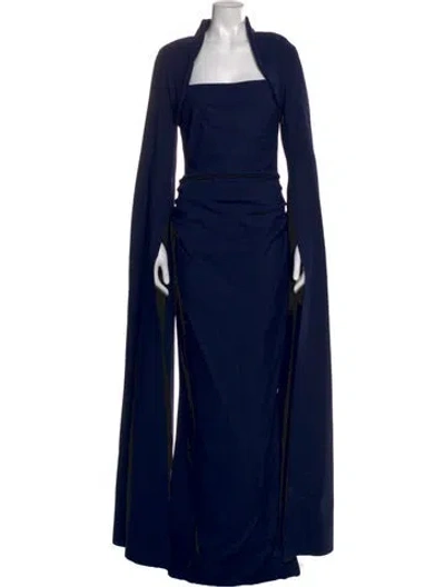 Pre-owned Chiara Boni Square Neckline Long Dress In Blue