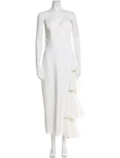 Pre-owned Chiara Boni Square Neckline Long Dress In Gray