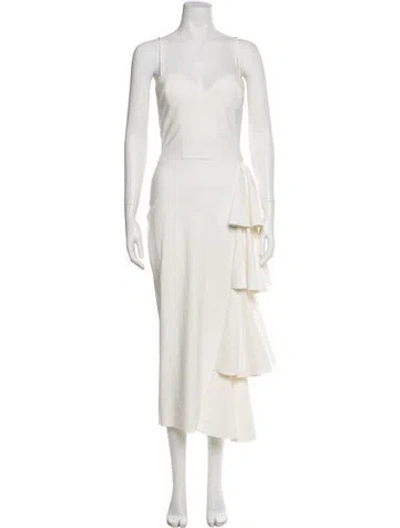 Pre-owned Chiara Boni Square Neckline Long Dress In Neutral