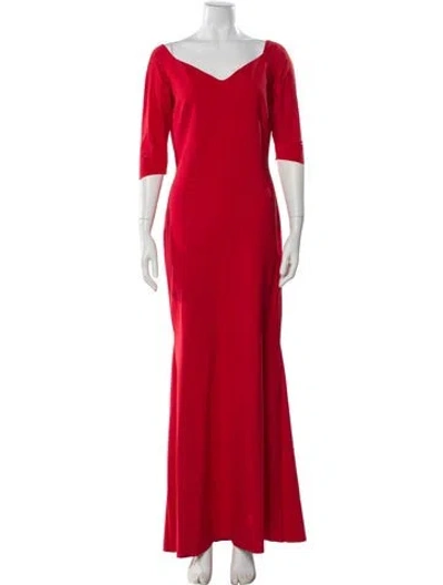 Pre-owned Chiara Boni Square Neckline Long Dress In Red