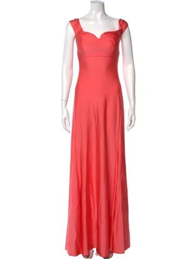 Pre-owned Chiara Boni Square Neckline Long Dress In Red