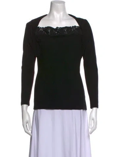 Pre-owned Chiara Boni Square Neckline Long Sleeve Top In Black