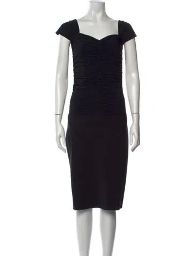Pre-owned Chiara Boni Square Neckline Midi Length Dress In Black