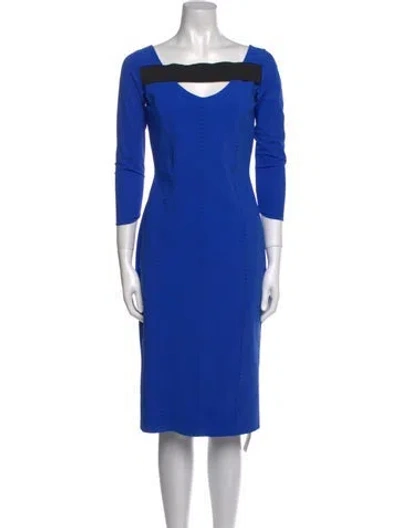 Pre-owned Chiara Boni Square Neckline Midi Length Dress In Blue