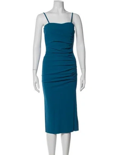 Pre-owned Chiara Boni Square Neckline Midi Length Dress In Blue