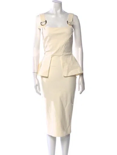 Pre-owned Chiara Boni Square Neckline Midi Length Dress In Neutral