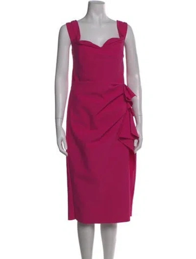 Pre-owned Chiara Boni Square Neckline Midi Length Dress In Pink