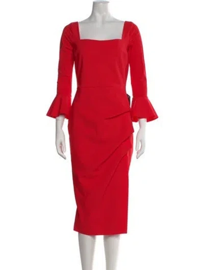 Pre-owned Chiara Boni Square Neckline Midi Length Dress In Red
