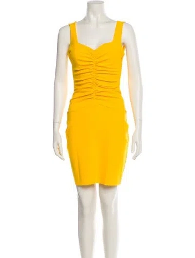 Pre-owned Chiara Boni Square Neckline Mini Dress In Yellow