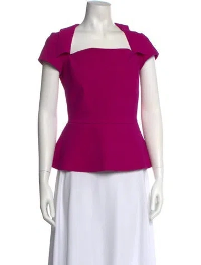 Pre-owned Chiara Boni Square Neckline Short Sleeve Top In Purple