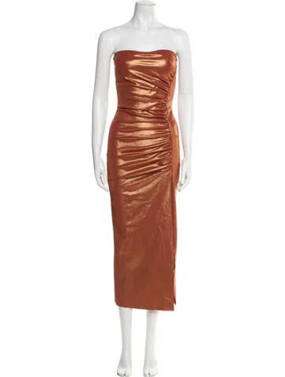 Pre-owned Chiara Boni Strapless Knee-length Dress In Brown