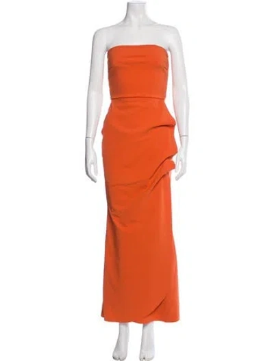 Pre-owned Chiara Boni Strapless Long Dress In Orange