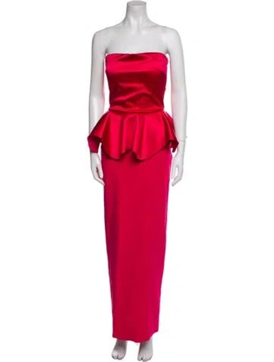 Pre-owned Chiara Boni Strapless Long Dress In Red