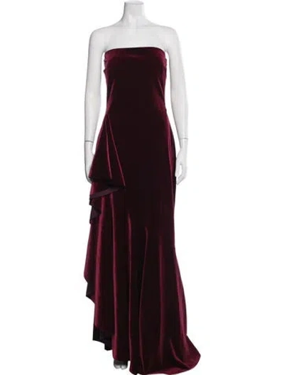 Pre-owned Chiara Boni Strapless Long Dress W/ Tags In Burgundy