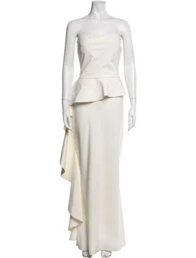 Pre-owned Chiara Boni Strapless Long Dress In White