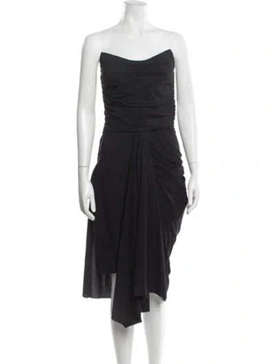 Pre-owned Chiara Boni Strapless Midi Length Dress In Black