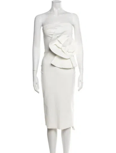 Pre-owned Chiara Boni Strapless Midi Length Dress In White