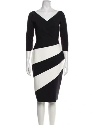Pre-owned Chiara Boni Striped Midi Length Dress In Black