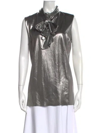 Pre-owned Chiara Boni Tie Neck Sleeveless Top In Gray