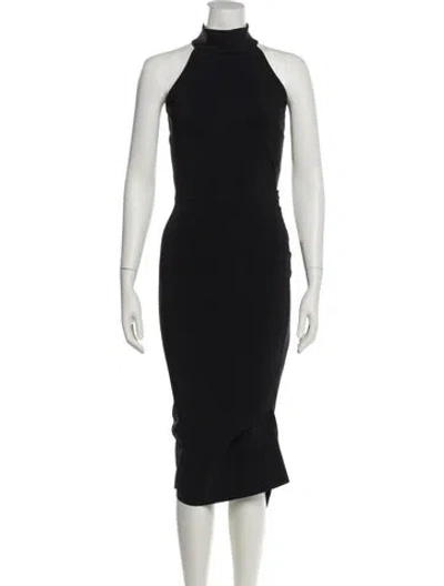 Pre-owned Chiara Boni Turtleneck Midi Length Dress In Black