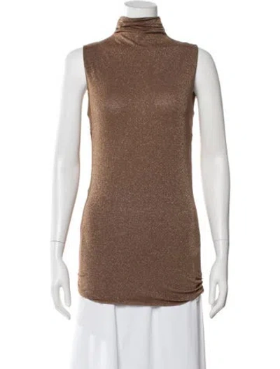 Pre-owned Chiara Boni Turtleneck Sleeveless Top In Brown