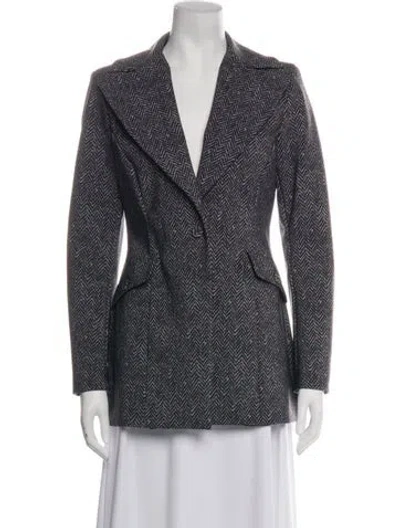 Pre-owned Chiara Boni Tweed Pattern Coat In Blue
