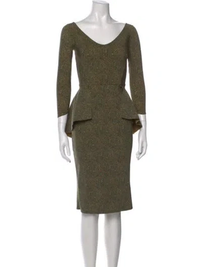 Pre-owned Chiara Boni Tweed Pattern Knee-length Dress W/ Tags In Green