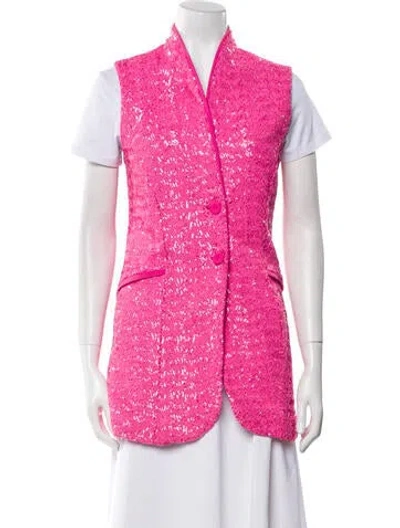 Pre-owned Chiara Boni Tweed Pattern Vest In Pink