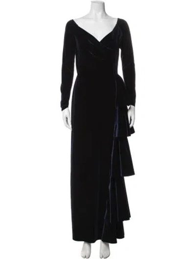 Pre-owned Chiara Boni Velour Long Dress In Black