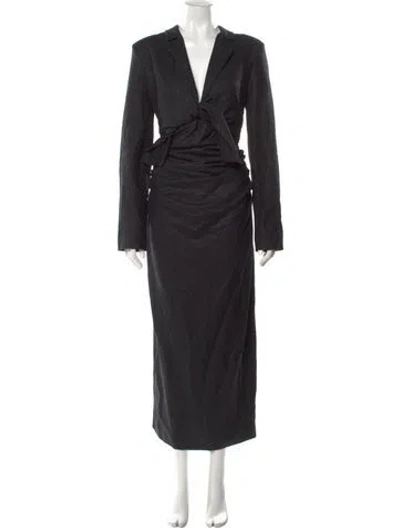 Pre-owned Chiara Boni Virgin Wool Long Dress In Black