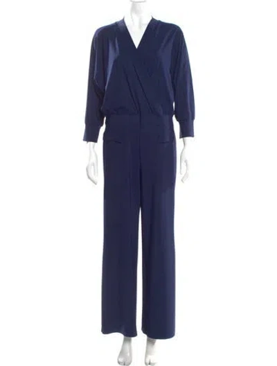 Pre-owned Chiara Boni V-neck Jumpsuit In Blue