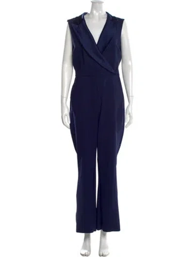 Pre-owned Chiara Boni V-neck Jumpsuit In Blue