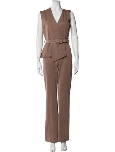 Pre-owned Chiara Boni V-neck Jumpsuit In Neutrals