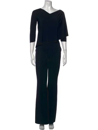 Pre-owned Chiara Boni V-neck Jumpsuit W/ Tags In Black