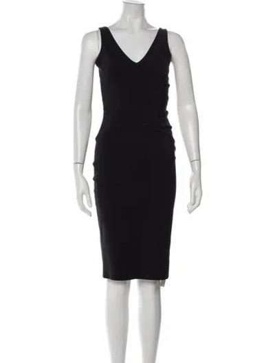 Pre-owned Chiara Boni V-neck Knee-length Dress In Black