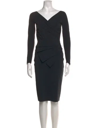 Pre-owned Chiara Boni V-neck Knee-length Dress In Black