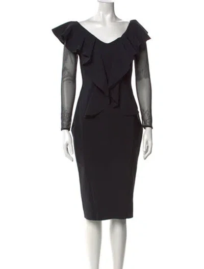 Pre-owned Chiara Boni V-neck Knee-length Dress In Black